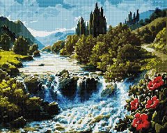 699 грн  Алмазная мозаика SP081 Набор алмазной мозаики 40х50 Красивый водопад