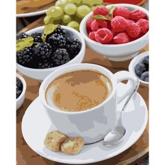 395 грн  Живопись по номерам VA-3741 Картина по номерам Завтрак с кофе и фруктами