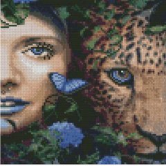 512 грн  Алмазная мозаика Набор для творчества алмазная картина Девушка с леопардом, 30х30 см CA-0056
