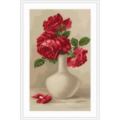 330 грн   B506 Червоні троянди в вазі Набір для вишивання нитками