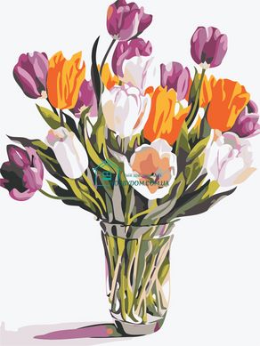 240 грн  Живопис за номерами AS0488 Набір живопису за номерами Різнокольорові тюльпани