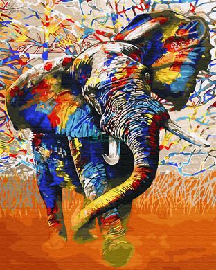 255 грн  Живопис за номерами BK-GX31052 Картина-розмальовка за номерами Різнокольоровий слон
