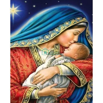 630 грн  Алмазная мозаика Набор алмазной мозаики 40х50 икона Мария с младенцем