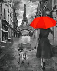 339 грн  Живопис за номерами ANG630 Картина за номерами 40 х 50 см З червоною парасолькою в Парижі