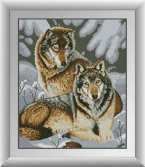 728 грн  Алмазная мозаика 30858 Два волка Набор алмазной живописи