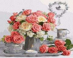 279 грн  Живопись по номерам BK-GX36060 Картина для рисования по номерам Чайные розы