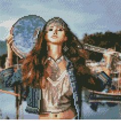 512 грн  Алмазная мозаика Набор для творчества алмазная картина Девушка с мандалиною, 30х30 см CA-0051