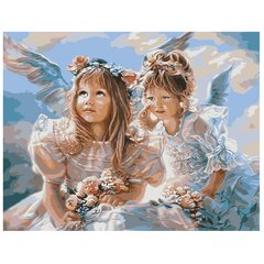 395 грн  Живопись по номерам VA-1664 Набор для рисования по номерам Две девочки-ангелы