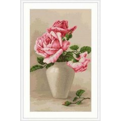 330 грн   B507 Рожеві троянди в вазі Набір для вишивання нитками