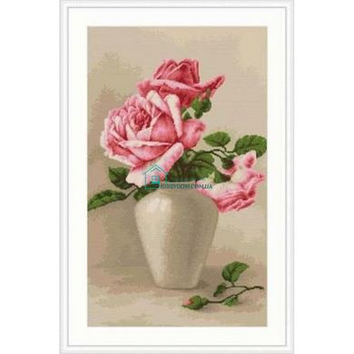 330 грн   B507 Рожеві троянди в вазі Набір для вишивання нитками