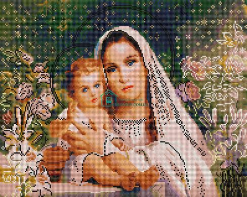 630 грн  Алмазная мозаика SP011 Набор алмазной мозаики 40х50 Дева Мария с Иисусом