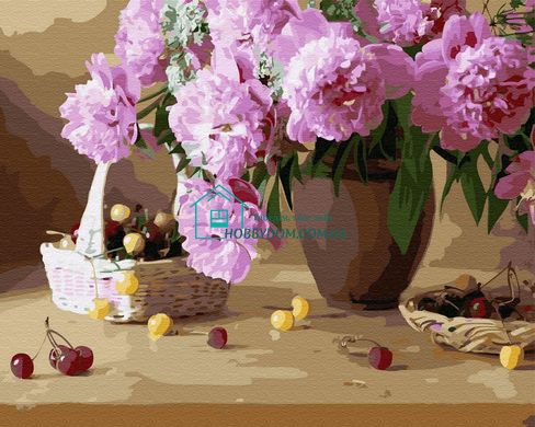 279 грн  Живопис за номерами BK-GX3997 Набір для малювання за номерами Рожеві піони в вазі