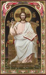 1 350 грн  Алмазная мозаика КДИ-0974 Набор алмазной вышивки Икона Иисус на престоле