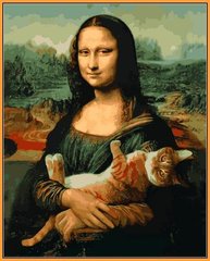 535 грн  Живопись по номерам NB1315R Набор-картина по номерам (с багетной рамкой) Мона Лиза и кот