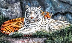 650 грн  Алмазная мозаика DMP-288 Набор алмазной живописи на подрамнике Тигры на отдыхе