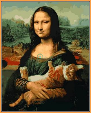 535 грн  Живопис за номерами NB1315R Набор-картина по номерам (с багетной рамкой) Мона Ліза і кіт