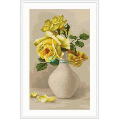 330 грн   B508 Жовті троянди в вазі Набір для вишивання нитками