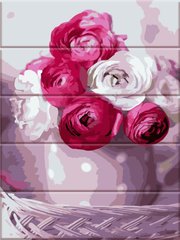 435 грн  Живопись по номерам ASW042 Раскраска по номерам на деревянной основе Букет роз