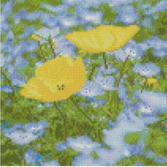 512 грн  Алмазная мозаика Набор для творчества алмазная картина Жолто-голубое поле розміром 30х30 см CA-0040