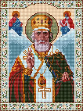 410 грн  Алмазная мозаика EJ1261 Икона Святого Николая Чудотворца Набор алмазной вышивки на подрамнике 30х40 см