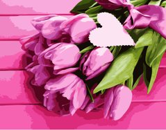 395 грн  Живопис за номерами VA-0551 Набір для розпису по номерах Рожеві тюльпани
