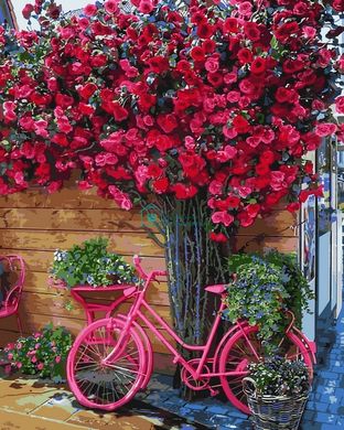 396 грн  Живопись по номерам MR-Q2270 Набор живописи по номерам Велосипед на цветочном фоне