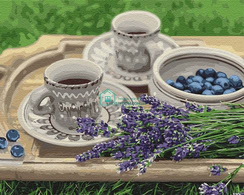 329 грн  Живопись по номерам KH5600 Набор-картина для рисования по номерам Завтрак с лавандой