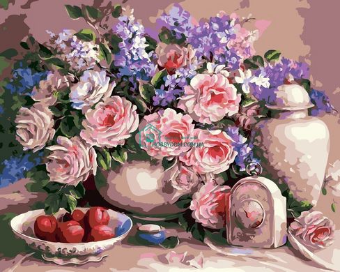 319 грн  Живопись по номерам AS0006 Раскраска по номерам Чайные розы и сливы
