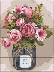 375 грн  Живопись по номерам ASW156 Раскраска по номерам на деревянной основе Чайные розы