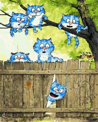 339 грн  Живопис за номерами BK-GX34650 Картина-розмальовка за номерами Допитливі сині коти