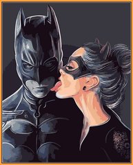 535 грн  Живопись по номерам NB1329R Набор-картина по номерам (с багетной рамкой) Бэтмен и женщина кошка