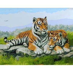 315 грн  Живопис за номерами Набір для розпису по номерах Сім'я тигрів на відпочинку,40х50 см, GS053