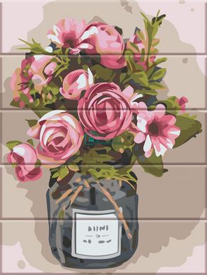 435 грн  Живопись по номерам ASW156 Раскраска по номерам на деревянной основе Чайные розы