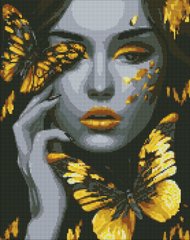 535 грн  Алмазная мозаика AMO7723 Набор алмазной мозаики на подрамнике 40х50 см Девушка с золотой бабочкой ©art_selena_ua