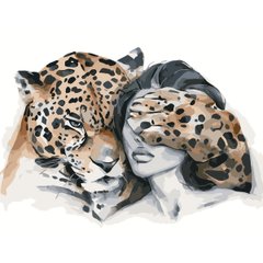 395 грн  Живопись по номерам VA-3419 Картина по номерам Девушка с леопардом