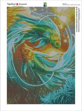 780 грн  Алмазная мозаика КДИ-0524 Набор алмазной вышивки Символ гармонии и любви – золотые рыбки