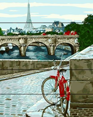 496 грн  Живопись по номерам RA-AS0039 Раскраска по номерам на деревянной основе Парижская мостовая