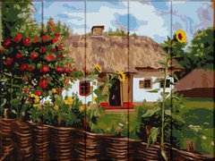 435 грн  Живопись по номерам ASW103 Раскраска по номерам на деревянной основе Украинский домик