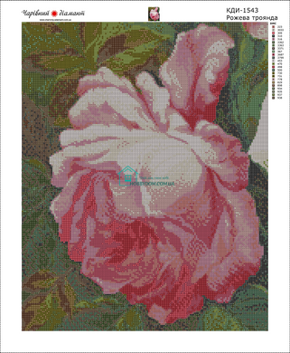 830 грн  Діамантова мозаїка КДИ-1543 Набір алмазної вишивки Рожева троянда