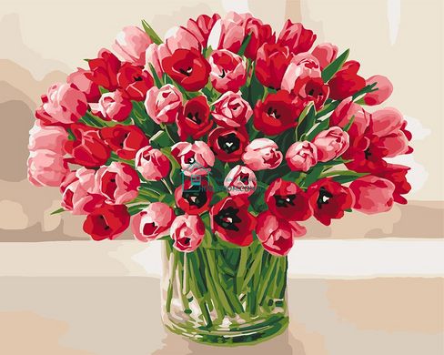 329 грн  Живопис за номерами KH3058 Картина-розмальовка Ніжні тюльпани