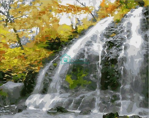 396 грн  Живопись по номерам MR-Q1859 Раскраска по номерам Водопад и золотые листья