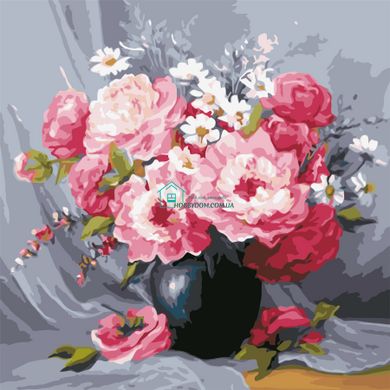 319 грн  Живопис за номерами AS0603 Картина-набір по номерам Чайні троянди в вазі