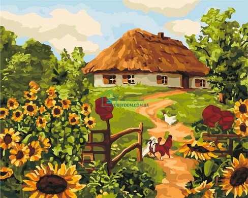 299 грн  Живопись по номерам KH2280 Картина-раскраска Сельский домик