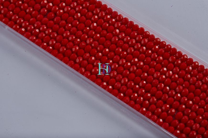 CB-165-06-Col-035 Намистини Хрусталь - Rondelle, 6 мм, колір Light Red Opaque, 85-90 шт на нитці