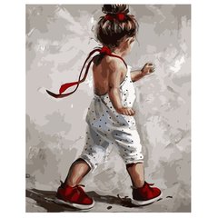 395 грн  Живопис за номерами VA-1730 Набір для розпису по номерах Дівчинка у червоних черевичках