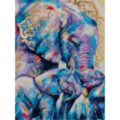467 грн  Діамантова мозаїка Алмазна картина HX289 "Матуся зі слонятами", розміром 30х40 см