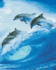 319 грн  Живопис за номерами AS0871 Набір для малювання по номерам Зграя дельфінів