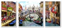 1 449 грн  Живопись по номерам VPT043 Картина-раскраска по номерам Триптих Каникулы в Венеции