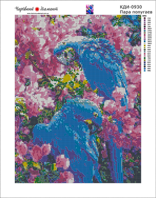 590 грн  Алмазная мозаика КДИ-0930 Набор алмазной вышивки Пара попугаев