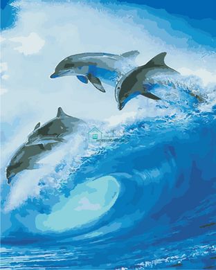 319 грн  Живопись по номерам AS0871 Набор для рисования по номерам Стая дельфинов